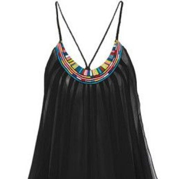 Mara Hoffman Beach Boho Pool Vacation Sheer Beaded Long Black Swim Coverup S M L - Picture 5 of 8